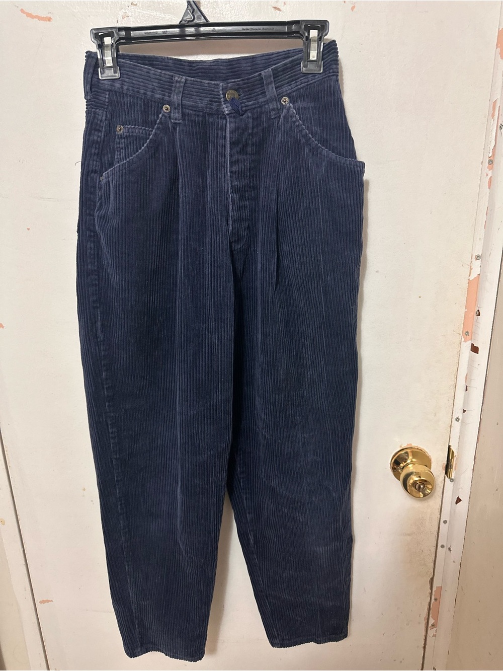 Vintage Armani Jeans Navy Corduroy Pants High Waisted Made in Italy-Sz 40 (US 4)